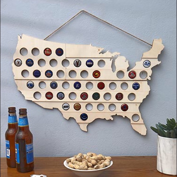AUCTION PRICE👩🏻‍⚖️ oUSA Beer Bottle Cap Map - Picture 1 of 2